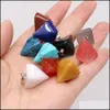 Charms Natural Crystal Pyramid Shape Stone Point Handmade Pendants For Necklace Earrings Jewelry Makin Yydhhome Drop Delivery Findin Dhrjm