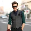 Mäns västar kostym Vest V Neck Wool Herringbone Tweed Casual Waistcoat Formell Business Groomman For Green/Black/Brown/Coffee