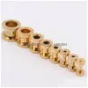 Plugs Tunnels 100Pcs/Lot Mix 7 Size Body Jewelry Gold Stainless Steel Screw Ear Plug Flesh Tunnel Drop Delivery Dhgarden Dhqws