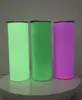 20oz Straight Sublimation Glowing Tumbler Skinny Tassen leuchten im Dunkeln Edelstahl Doppelwandige isolierte Tasse Kaffeeflasche Wasserflaschen tragbare Reisebecher Neu