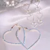 Orecchini a cerchio Colore oro Bianco Blu Rosa CZ Orecchino a forma di cuore cavo per le donne 2023 Gioielli di moda regalo di San Valentino