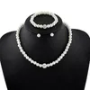 Necklace Earrings Set Women Alloy Rhinestone Chain Pearl Bead Pendant Earring Bracelet Gift Ring Jewelry Wedding Party Necktie Accessory