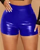 Kvinnors shorts Kvinnor 2023 Spring Fashion Pu Leather Sexig hög midja slätt över knä Skinny Daily Woman kläder