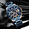 Armbanduhren CRRJU Herrenuhr Top Mode Blau Quarz Herrenuhren Chronograph Sport Armbanduhr Mann Edelstahl Datum Uhr