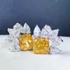 Stud Earrings Bling Yellow Zircon Stone Silver Color For Women Fashion Jewelry Korean 2023Stud