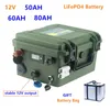 12V 50AH 60AH 80AH BIFEPO4 Батарея 12V LIFEPO4 50AH 60AH 80AH Батарея водонепроницаемая литиевая фосфатная батарея