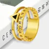 Wedding Rings FYSARA Geometry Triangle Bridal Sets Ring Stainless Steel Gold Color Chain Link For Women Men Couple Personality Jewelry