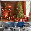 Tapestries New Year Santa Tapestry Holiday Christmas Tree Gifts Wall Red Stove Home Living Room Decoration