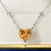 Pendentif Colliers Huitan Jaune Vif / Rose Coeur CZ Collier Pour Femmes Simple Élégant Mariage Fiançailles Fête Accessoires Bijoux À La Mode