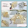 Pins Brooches Bee Brooch Crystal Insects Theme Animal Fashion Gold Color European And American Personality Jewelry Cute Rhinestone Dhymm