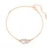 Anklets Gold Silver Color Anklet for Women 2 Cz Zircon Heart Charm Bohemian Ankel Armband Cheville Boho Foot Jewelry Gift 2023