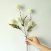 装飾的な花5ヘッド人工シルクタンドンリオンフラワーボールchrysanthemumホームウェディングデコレーションのための長い枝