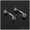 Gioielli Sopracciglio Orecchino Trago Filettatura Interna Zircone Cubico Acciaio Inossidabile Curvo Barbell Piercing Anello Corpo Goccia Consegna Dhgarden Dh1Ul