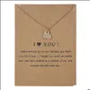 Pendentif Colliers Je t'aime Carte Collier Femme Cadeau Tendance Or Couleur Coeur Clavicule Chaîne Ras Du Cou Pour Femmes Bijoux Drop Livraison Dh5Ui