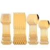 Dinnerware Sets Durtens 24Pcs Dinner Fashion Gold Cutlery Set Stainless Steel Knife Spoon Fork Kitchen Silverware Mirror