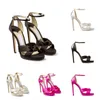 2023 Marke Sommermode Rosie Plateau Sandalen Schuhe Satin Zwei Röhrenriemen Luxus Gladiator Sandalias Schwarz Weiß Hochzeit Brautkleid Schuh Dame High Heels