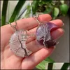 Pendant Necklaces Moon Crescent Wire Wrap Tree Natural Healing Stone Crystal Quartz Pendum Opal Amethyst Pink Necklace Carshop2006 D Dhsty