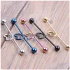 Plugs Tunnels 14G 44Mm Heart Surgical Steel Industrial Barbell Ear Ring Bar Mix 5 Color For Body Piercing Jewelry Drop Deli Dhgarden Dhruj
