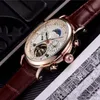 Fashion Watch Men Watch Skeleton Tourbillon Handwinding Mechanical Automatic Watch Classic Natural Leder Uhren Gentleman Business 213i