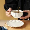 Tazze Piattini MUZITY Tazza da caffè in ceramica stile giapponese e piattino Set da tè a forma di fiore Tazza da colazione vintage MiIk