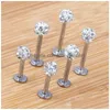 Labret Lip Piercing Jewelry Stud 20pcs/лот 6/8/10/12 мм прозрачный шамбалла Ball Cz Gem Disco Body Cring Ring Bar Drop Drow Dhgarden DH5XQ