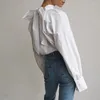 Women's Blouses 2023 Minimalist Long Sleeve Button Up Shirt Women Korean Style Casual Loose Cotton Tops