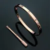 4mm tunn 6: e titanstål Bangles Designer Kvinnor Män Silver Rose Gold Skruvmejsel Nagelarmband Par Smycken Storlek 16 17 18 19CM