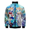 Męskie bluzy z kapturem anime sailormoon stojak na druk kołnierzyka mężczyźni bluzy bluzy zip ciepłe dresy harajuku polarowy jesienna odzież zip-up 942