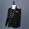 Costumes pour hommes Blazer 2023 Costume de performance pour objectif de chanteur masculin Chorus pour hommes Costume de scène décontracté noir