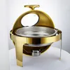 Set di stoviglie 6LAttrezzature per catering per feste Set da buffet Piatto salvadanaio Rotondo Roll Top Chafer Luxury Gold Scalda combustibile Scaldavivande Indubai