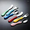 Dinnerware Sets 18/10 Lovely Kids Cutlery Set Plastic Cute Handle Design Mixed Color