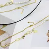 Chains Stainless Steel Pearl Star And Disc Pendant Necklace Women Fashion Splicing Chain Link Necklaces Gift For HimChains