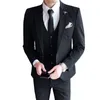 Men's Suits High-end Men's Pure Color Blazer Suit For Autumn And Winter Three Piece Small Slim Youth Fashion Dress