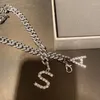 Anhänger Halsketten Glänzende Kristall Strass Brief Halskette Für Frauen Punk Chunky Kette Choekr Neckalce Hochzeit Party Schmuck Geschenke