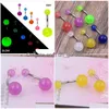 Кнопка пупок Bell Rings Belly Nave Bar 100pcs/Lot Mix 6 Colors Светятся в темном теле пирсинг ювелирные изделия, пуговица доставка Dhgarden Dha7k