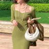 فساتين غير رسمية croysier للنساء مثيرات مثيرة مضلعة bodycon bodycon الشتاء الطويل الأكمام midi سترة الملابس 230217