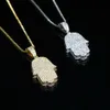 Hip Hop Palm Pendant Necklace Gold Plated Men Women Couple Lover Lucky Jewelry