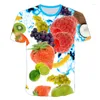 Мужские футболки T 2023 EST Летний фруктовый виноград клубничный лимон 3D-печать футболка мужская дама повседневная забавная футболка