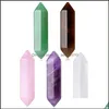 Stone Fashion Chakra Natural Hexagon Prism Shape Aventurine Rose Quartz Charm voor sieraden maken Dhseller2010 Drop Delivery DH2XS