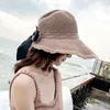 Wide Brim Hats Fashion For Women All-match Hat Spring Summer Outdoor Foldable Sunscreen Breathable Beach Straw Female Empty Top Cap Elob22