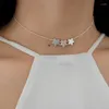 Chaînes 2023 Déclaration de mode Métal Or Couleur Star Collier ras du cou d'inspiration romaine chaîne courte 3 gingembre bijoux femmes