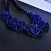 Choker Women's Pretty Consume Short Necklace Big Blue Rose Pendant False Collar Exquisite Female Banquet Accessory Jewelry