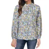 Women's Blouses Women Shirt Loose Casual Crew Neck Floral Print Long Sleeve Single Breasted Bohemian Beach Spring Summer Holidays Top 4