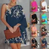 Robes décontractées Sexy une épaule robe femmes mode imprimé lâche bureau Mini bretelles manches chauve-souris plage fête 230217