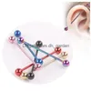 Zungenringe 50 teile/los Großhandel Mix Farbe Edelstahl Ohr Piercing Industrie Barbell Gefälschte Messgeräte Tragus Knorpel Earr Dhgarden Dhig6