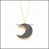 Pendant Necklaces Simple Moon Druzy Drusy Necklace Women Resin Handmade Clavicel Chains For Female Christmas Imitation Natural Stone Dhiqs