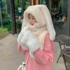 Bérets 3 en 1 gants écharpe chapeau hiver femmes nouveauté bonnets casquettes chaud mignon ours oreille en peluche ensemble présent