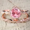 Cluster Rings Exquisite Floral Set Slim Princess Rhinestone Anniversary Proposal Gift Birthday Wedding Ring