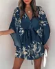 Casual Dresses Summer Boho Women Flora Print Batwing Sleeve Lace-Up Sexy V Neck Loose Ladies Beach Mini Vestido 230217