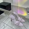 designer tacchi sandali per donna Satin Fashion sexy abito da sposa scarpe 100% pelle Abbellito cinturino con fibbia a fascia stretta scarpa tacco a spillo Sandalo con scatola